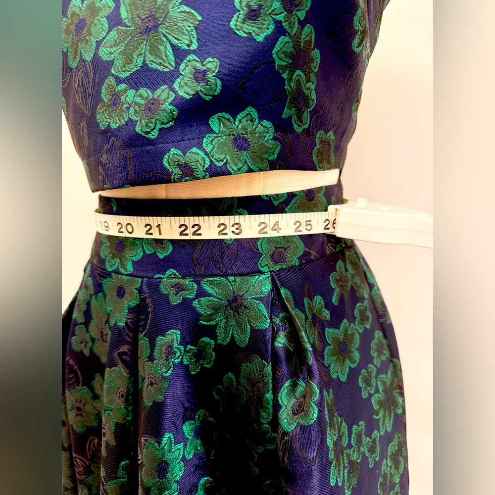 Floral Jacquard Two-Piece Set | Crop Top & Pleated Midi Skirt NWOT - Picture 8 of 16